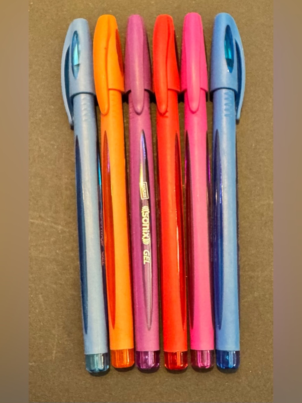 Staples Brand Assorted Gel Ink Pens – Blue, Orange, Purple, Red, Pink (6-Pack)